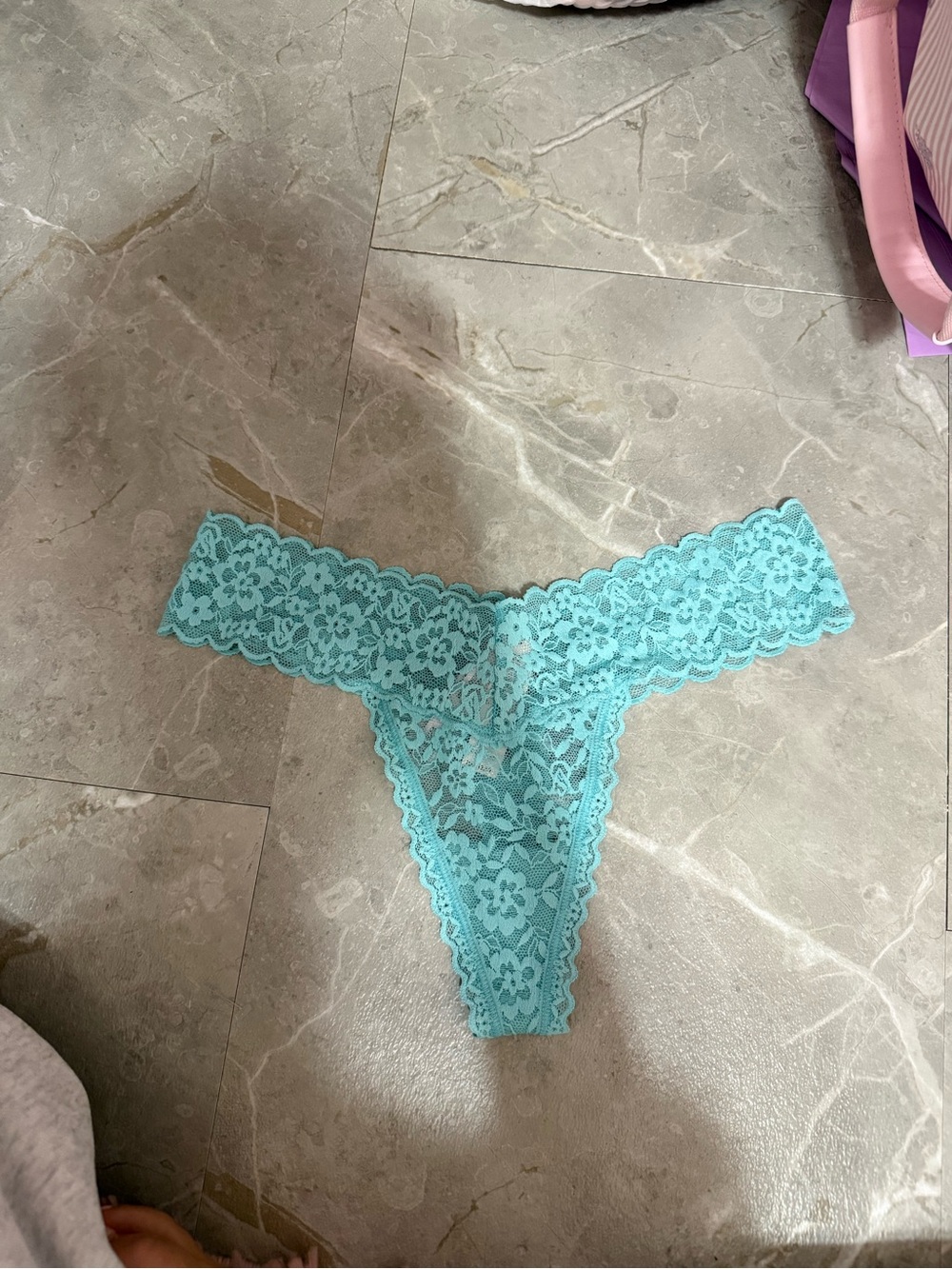 Victoria's Secret Lace Thong - Aqua Blue
